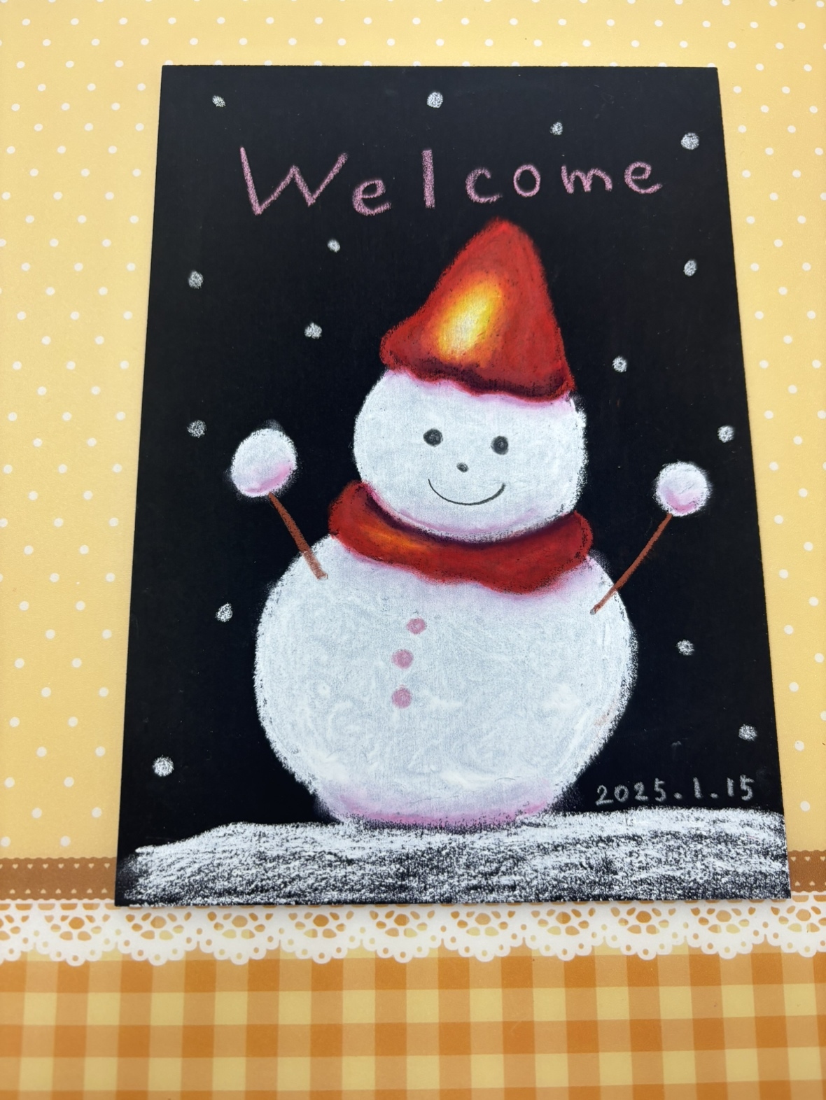 ゆきだるまのウェルカムボード完成品