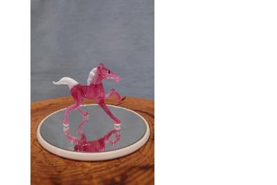 干支ガラス細工「午」ピンク